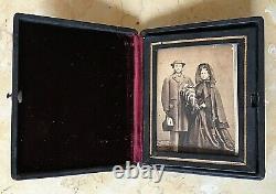 ORIGINAL CIVIL WAR COUPLE MOURNING CDV in GREAT SEAL of the U. S. CASE c1862-1863