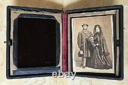 ORIGINAL CIVIL WAR COUPLE MOURNING CDV in GREAT SEAL of the U. S. CASE c1862-1863