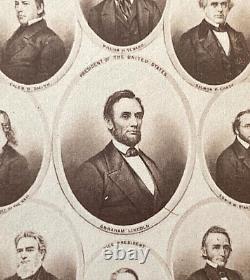 ORIGINAL! CIVIL WAR PRES. ABRAHAM LINCOLN with ID'D WAR CABINET CDV PHOTO 1864