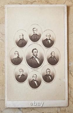 ORIGINAL! CIVIL WAR PRES. ABRAHAM LINCOLN with ID'D WAR CABINET CDV PHOTO 1864