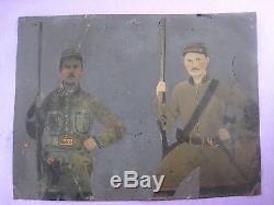 Original, Rare CIVIL War Era, Full Plate Tinted Tintype.' Confederate Brothers