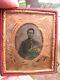 Orginal 1861-1865 Civil War Soldier Tintype In A Union Case Flags, Eagle, Cannon