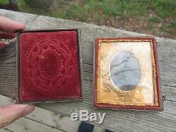 Orginal 1861-1865 CIVIL War Soldier Tintype In A Union Case Flags, Eagle, Cannon