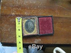 Orig. Civil War Confederate Solider with Weapon Glass Photo Old Florida Estate