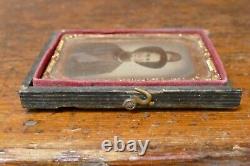 Original 1860s Civil War Tintype Photo of Bugle Corps Union Soldier with Half Case