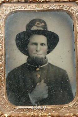 Original 1860s Civil War Tintype Photo of Bugle Corps Union Soldier with Half Case