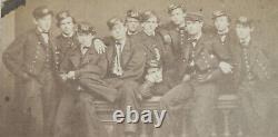 Original 1864 CDV Photo of 11 Railroad Police Officer Men in Uniforms Civil War