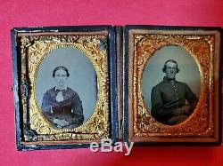Original 9th Plate Civil War Soldier/Wife Ambrotype