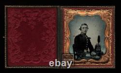 Original Ambrotype Photo of a Civil War Soldier Wearing Shako Tinted 1860s Original Ambrotype Photo of a Civil War Soldier Wearing Shako Tinted 1860s