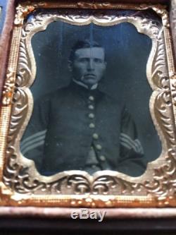 Original Antique Civil War Soldier Daguerreotype Union Case Military Photograph