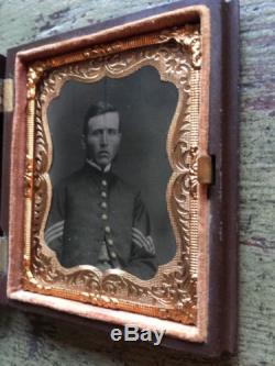 Original Antique Civil War Soldier Daguerreotype Union Case Military Photograph