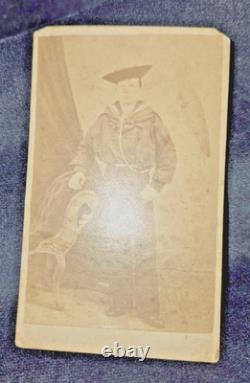 Original CDV US Civil War Sailor in Common Navy Jumper /Sailor Hat & Aiguillette