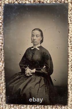 Original! CIVIL War Era Beautiful African American Woman Tintype Photo