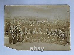 Original- CIVIL War Era Paddle Wheel Gun Boat Uss Monoracy Crew + Usmc Photo