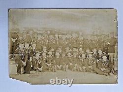 Original- CIVIL War Era Paddle Wheel Gun Boat Uss Monoracy Crew + Usmc Photo