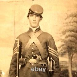 Original CIVIL War Triple Armed CDV Photo 88th Ohio Prison Guard Possible ID