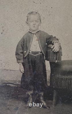 Original! CIVIL War Union Boy In Zouave Uniform 1/6 Plate Tintype