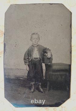 Original! CIVIL War Union Boy In Zouave Uniform 1/6 Plate Tintype