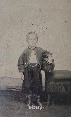 Original! CIVIL War Union Boy In Zouave Uniform 1/6 Plate Tintype