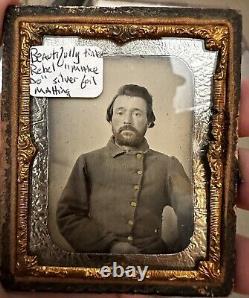 Original Civil War Confederate 1/9th Plate 58th Alabama Soldier Silver Matting