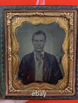 Original Civil War TinType Photo Union Officer Kepi Campaign Hat