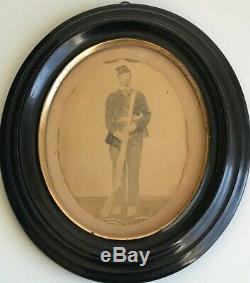 Orignal LgFormat Photograph Civil War Union Soldier Hand-Colored Shadowbox Frame