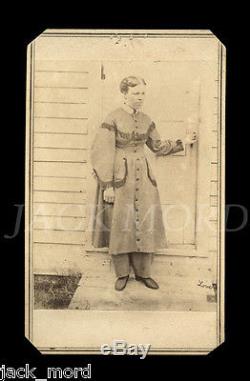 Outdoor 1860s CDV Photo Civil War Vivandiere or Doctor LOVE on Negative