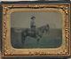 Outdoor Civil War Soldier Tintype On Horse