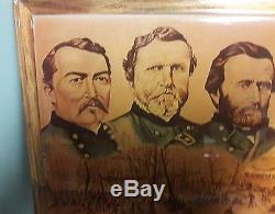 Outstanding RARE Wood Plaque- Civil War UNION GENERALS with President LINCOLN