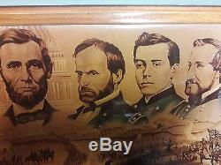 Outstanding RARE Wood Plaque- Civil War UNION GENERALS with President LINCOLN