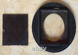 Oval Thermoplastic Gutta Percha Tintype Ambrotype Daguerreotype 1/16 Plate Frame