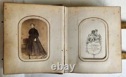 PHOTO ALBUM with CDV PHOTOS antique AMERICAN Civil War era