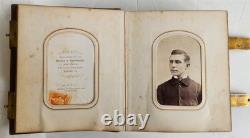 PHOTO ALBUM with CDV PHOTOS antique AMERICAN Civil War era