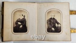 PHOTO ALBUM with CDV PHOTOS antique AMERICAN Civil War era
