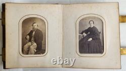 PHOTO ALBUM with CDV PHOTOS antique AMERICAN Civil War era