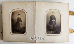 PHOTO ALBUM with CDV PHOTOS antique AMERICAN Civil War era