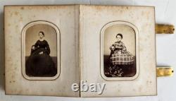 PHOTO ALBUM with CDV PHOTOS antique AMERICAN Civil War era