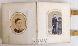 PHOTO ALBUM with CDV PHOTOS antique AMERICAN Civil War era