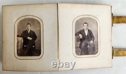 PHOTO ALBUM with CDV PHOTOS antique AMERICAN Civil War era