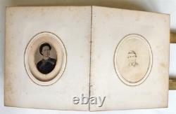 PHOTO ALBUM with CDV PHOTOS antique AMERICAN Civil War era