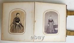 PHOTO ALBUM with CDV PHOTOS antique AMERICAN Civil War era