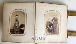 PHOTO ALBUM with CDV PHOTOS antique AMERICAN Civil War era