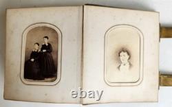 PHOTO ALBUM with CDV PHOTOS antique AMERICAN Civil War era