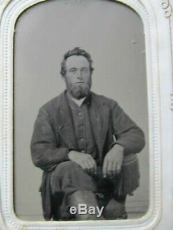 Perfect Antique ANTEBELLUM / CIVIL WAR Carte de Visite Album &Photos, Canton Ill