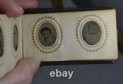 Period album photos 48 gem tintypes Civil War Era Men Women Children 1800s vg