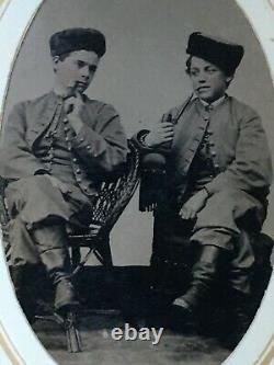 Photo Vermont cadets Civil War era 1860' sTin Type Scarce & historical Brandon