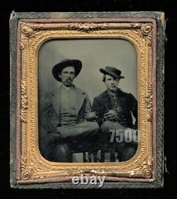 Possible Extremely Rare Tintype Civil War Soldiers Holding Persimmon Fruit Photo