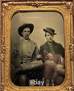 Possible Extremely Rare Tintype Civil War Soldiers Holding Persimmon Fruit Photo