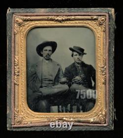 Possible Very Rare Tintype Civil War Soldier Holding Persimmon Fruit Photo 1860s