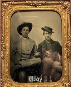 Possible Very Rare Tintype Civil War Soldier Holding Persimmon Fruit Photo 1860s